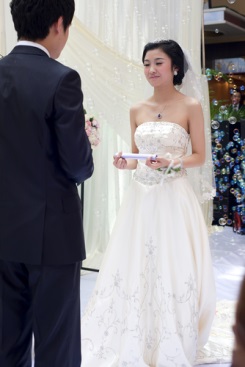 bride groom at altar