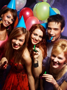 people at party with balloons