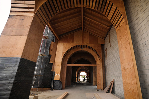 The Landmark front entrance under construction.