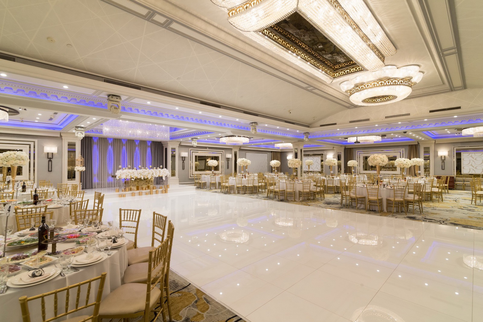 White Dance floor Interior of Glenoaks Banquet Hall in Glendale CA
