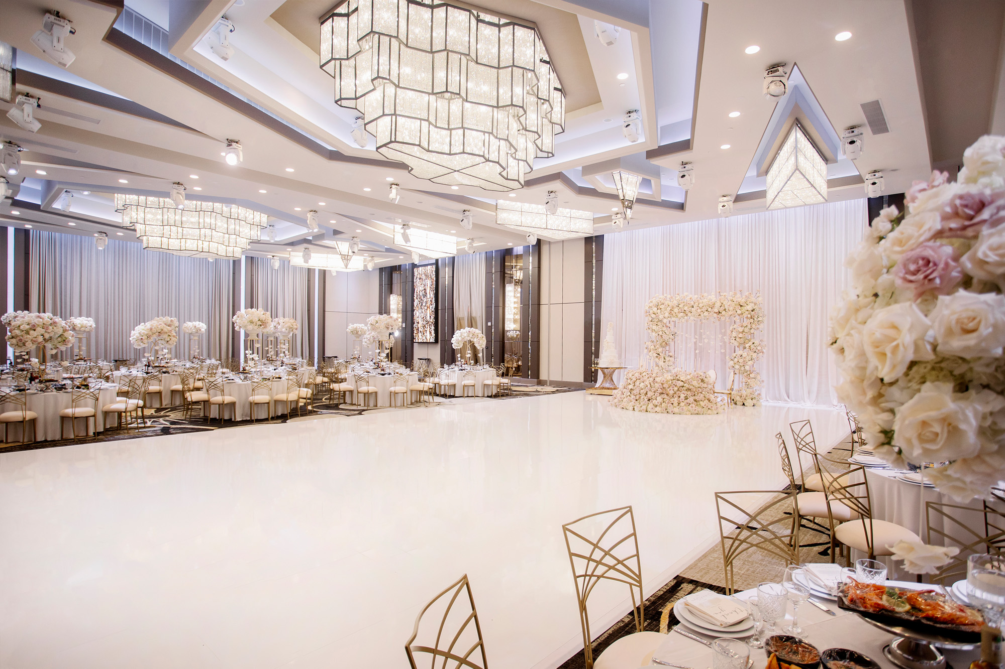 White Dance floor Interior of Glenoaks Banquet Hall in Glendale CA