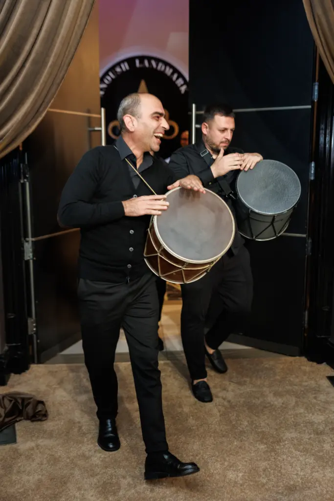 Traditional drummers performing as they enter The Landmark ballroom