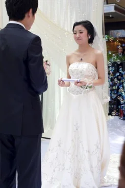 bride groom at altar