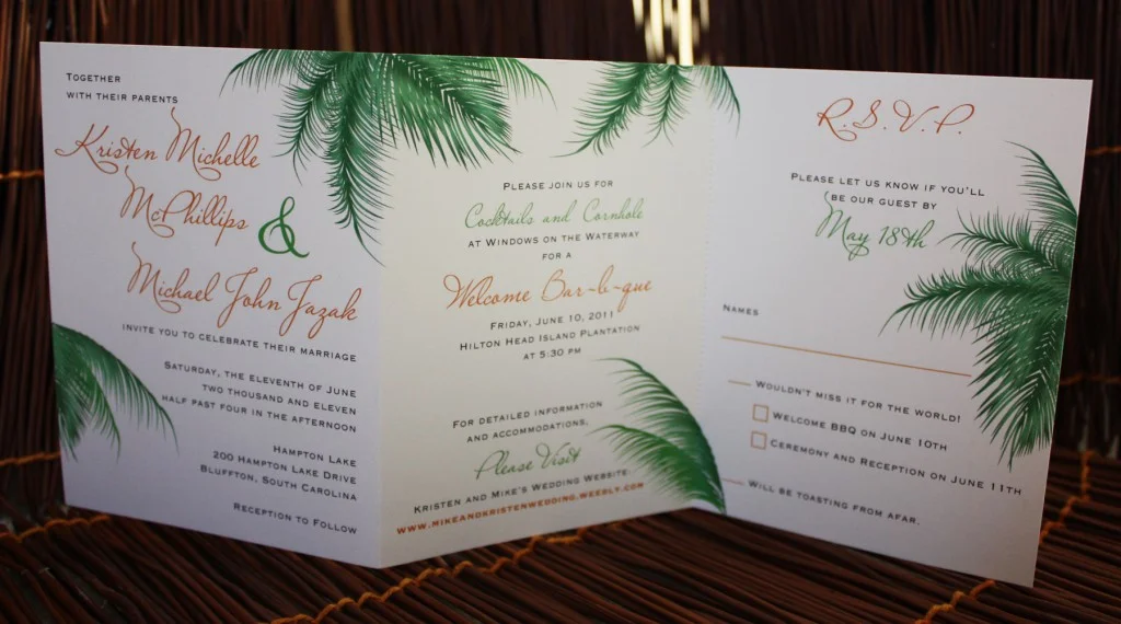 Thank-you card and kraft-paper wedding favor tied with twine