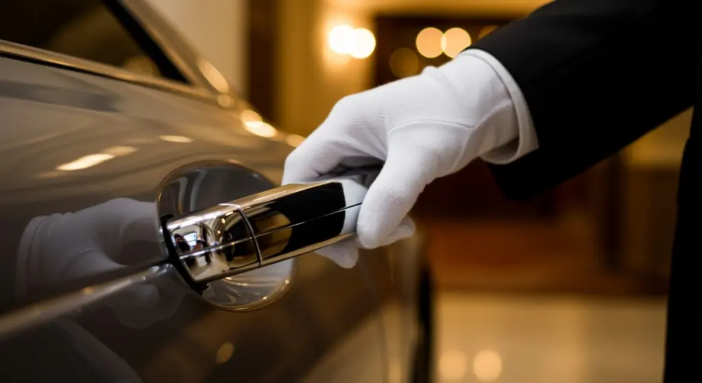 Valet at venue entrance with Rolls Royce