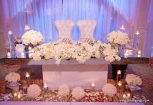 Hydrangea and Rose arrangements L.A. Banquets